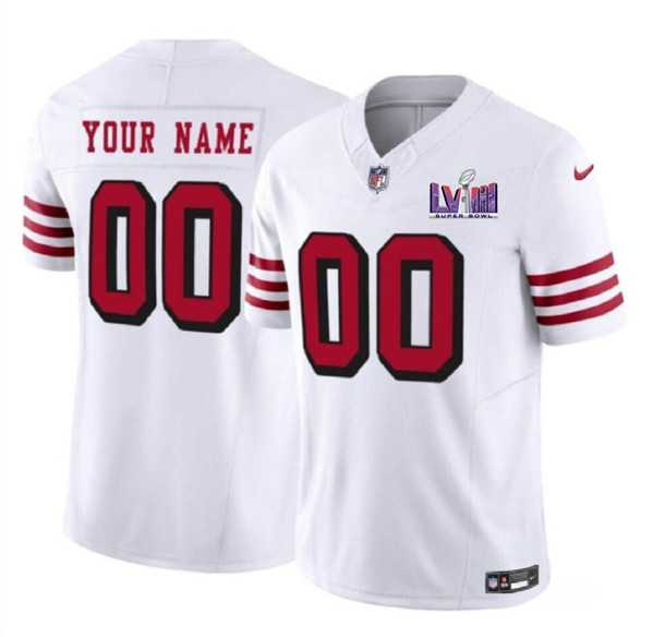 Men & Women & Youth San Francisco 49ers Active Player Custom New White 2024 F.U.S.E. Super Bowl LVIII Patch Vapor Untouchable Limited Jersey->->Custom Jersey